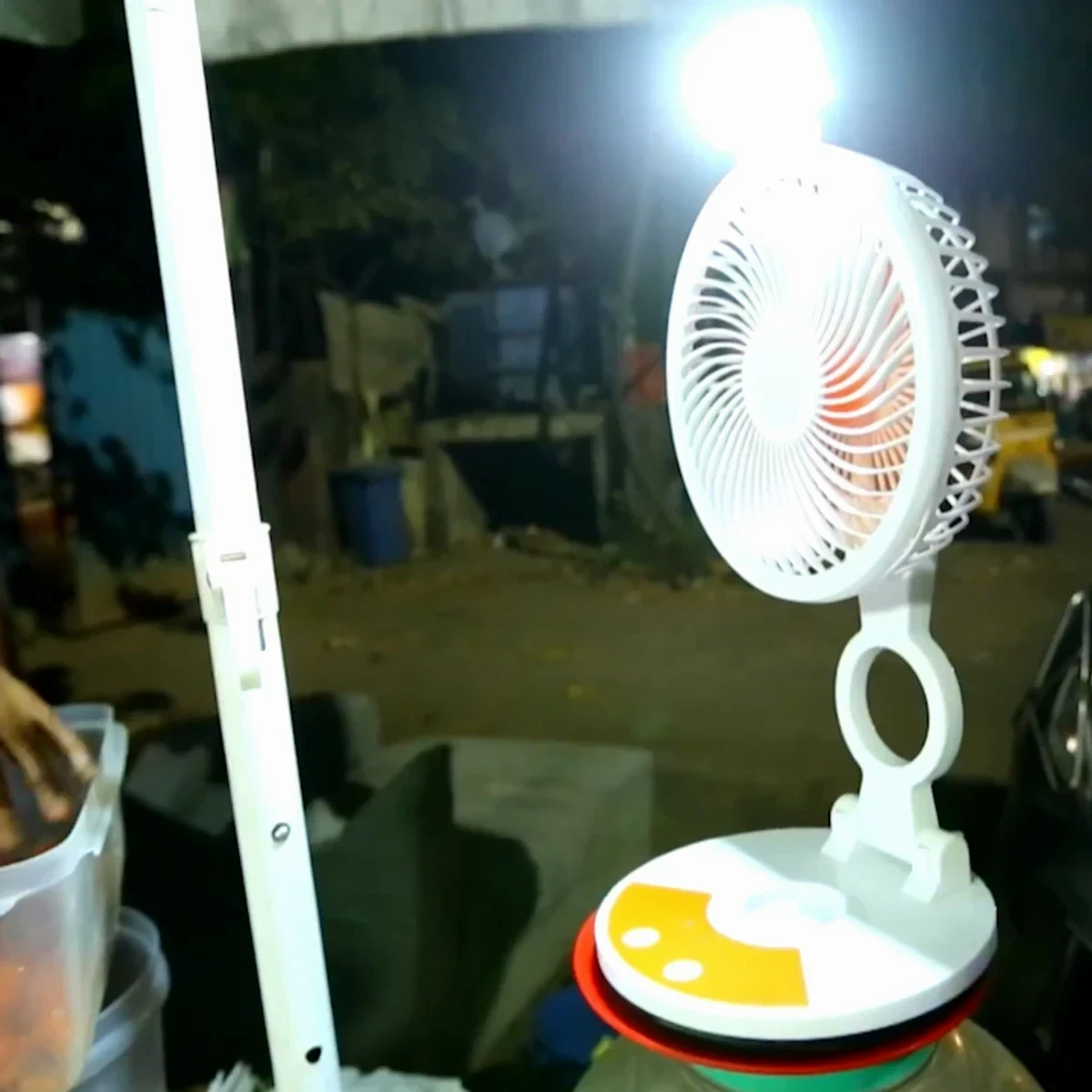 RECHARGEABLE TABLE FAN WITH LED LIGHT 2