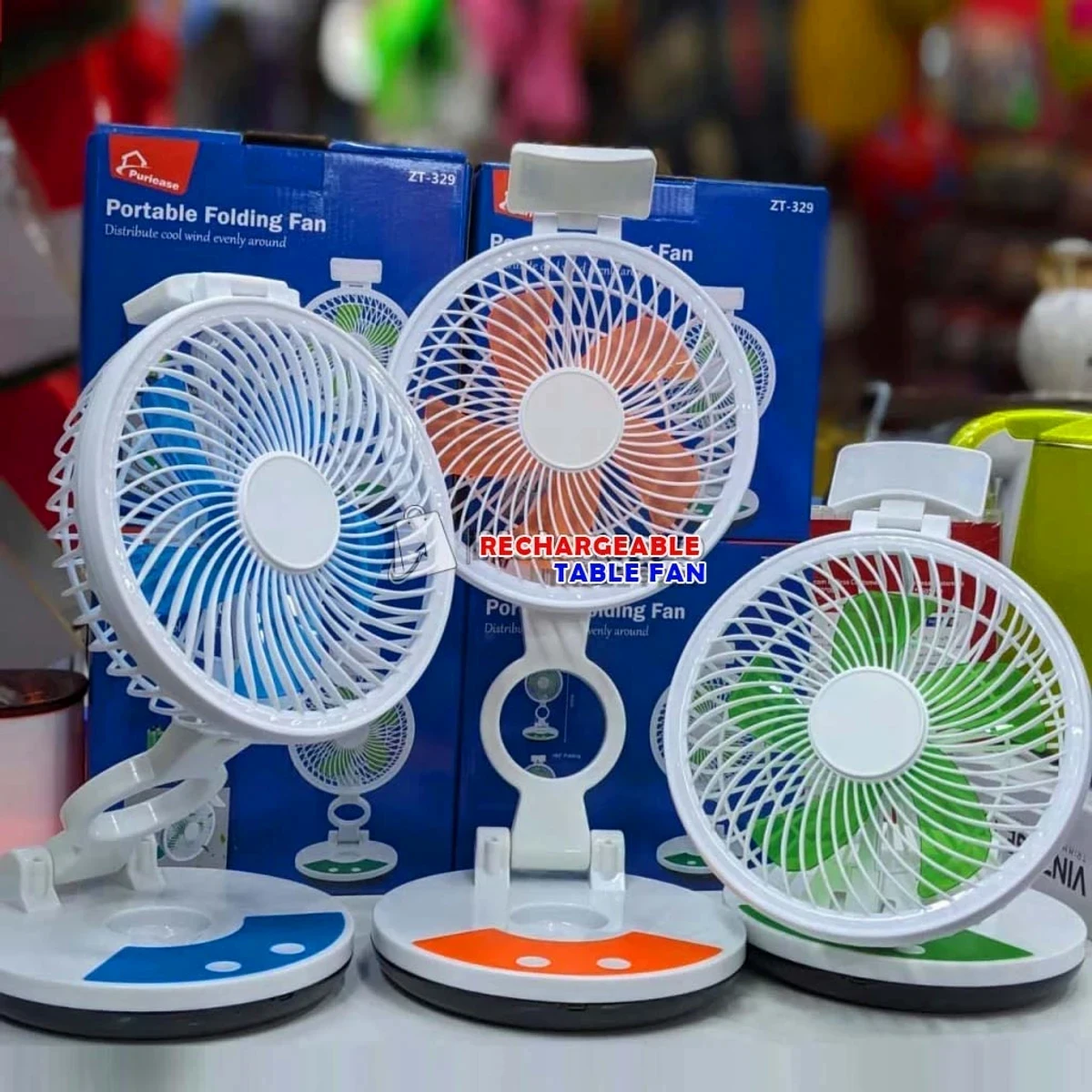 RECHARGEABLE TABLE FAN WITH LED LIGHT 2